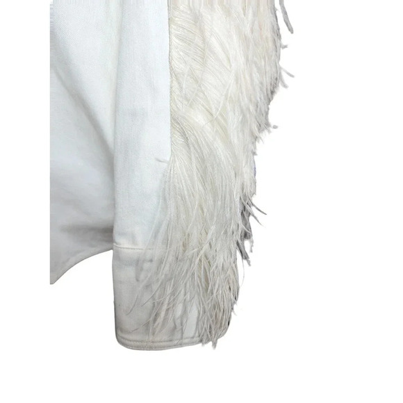 David Koma Ostrich Feather Oversized Denim Jacket Dress Bridal bachelorette - Picture 7 of 16